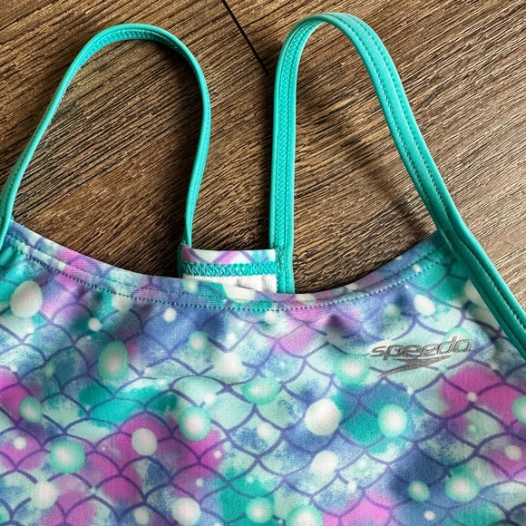 Girls SPEEDO Mermaid 1pc Swimsuit M Blue Green - Picture 2 of 8